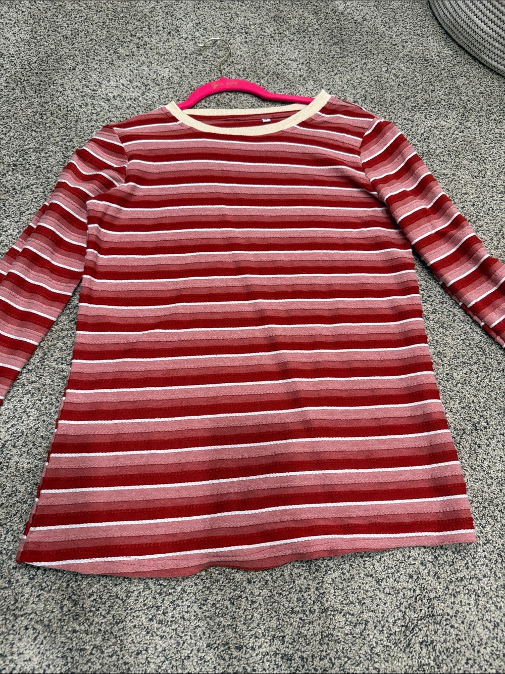 Striped Red and Pink Women's Long Sleeve Jersey Top